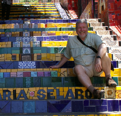 Tiles and art work by Selaron.
Artist Selaron in Rio.