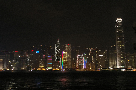 Harbour views from the Star Ferry. Looking back at Central.   
Hong Kong harbour.